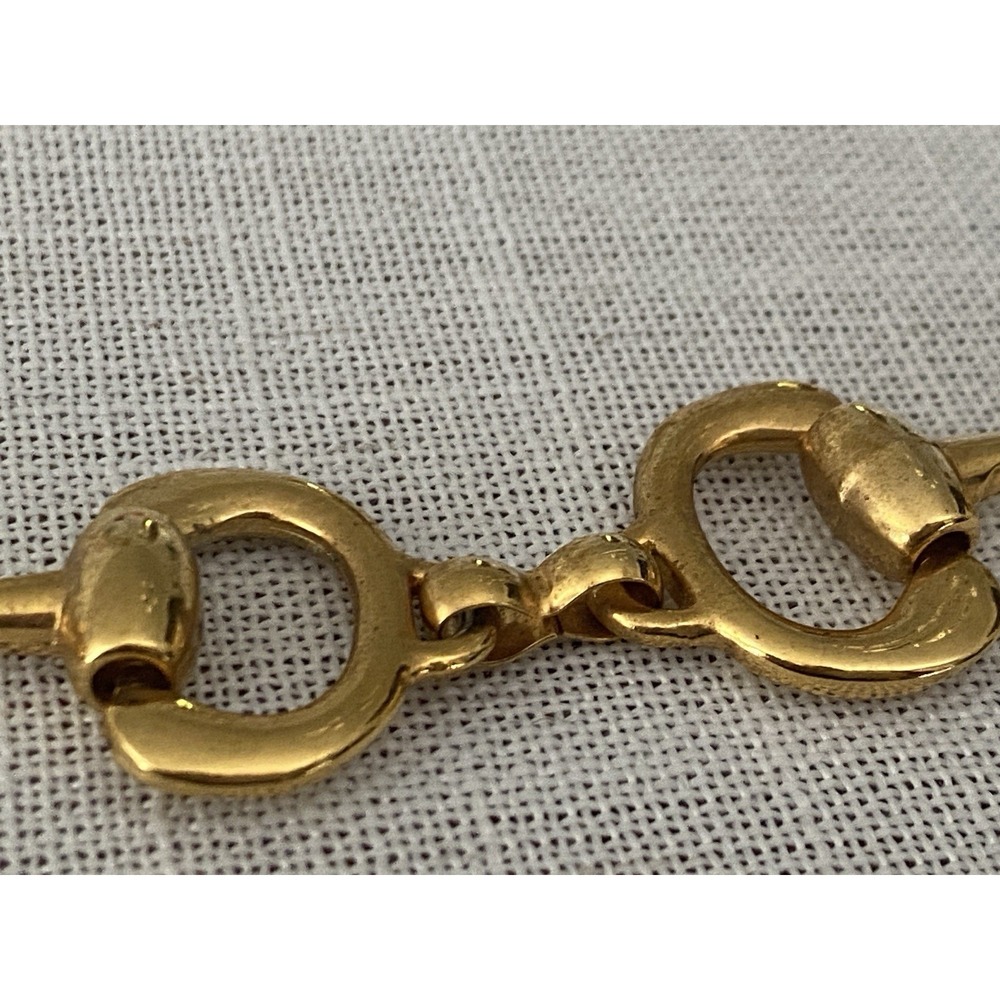 VTG 80's Gold Tone Horsebit Equestrian Chain Belt Double Ring Link 44" Long Adj - Picture 5 of 7